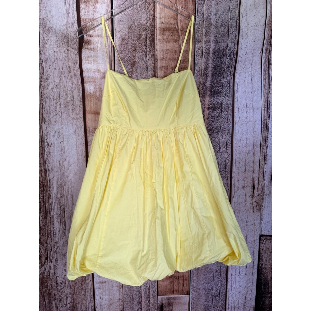 Abercrombie & Fitch Bubble Hem Mini Dress Yellow Cotton Sundress Summer Medium